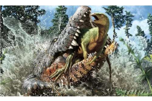 کشف بقایای ۹۵ میلیون ساله تمساح قاتل با آخرین وعده غذایی اش!